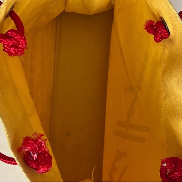 Fred Hayman Vintage Beverly Canvas Tote Yellow 16" x 11" x 5" - Picture 5 of 9